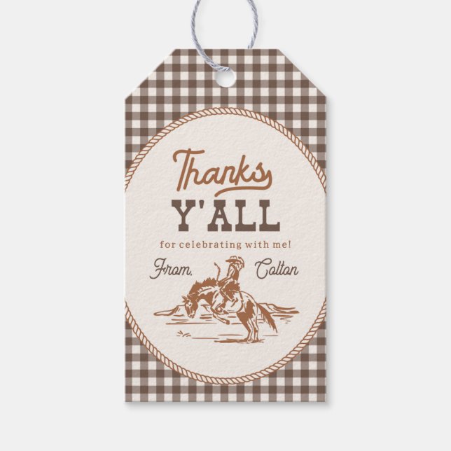 Gingham Cowboy Thank You Tag (Front)