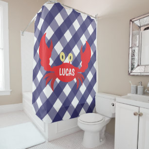 Gingham Crab Personalised Shower Curtain