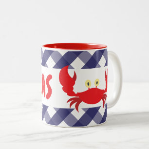 Gingham Crab Personalized Mug