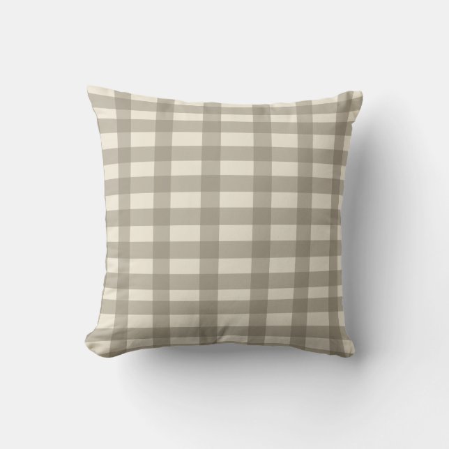 Gingham Cream and Toffee Cushion (Front)