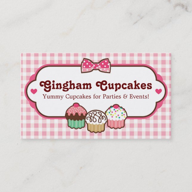 Gingham Cupcakes Business Cards (Front)