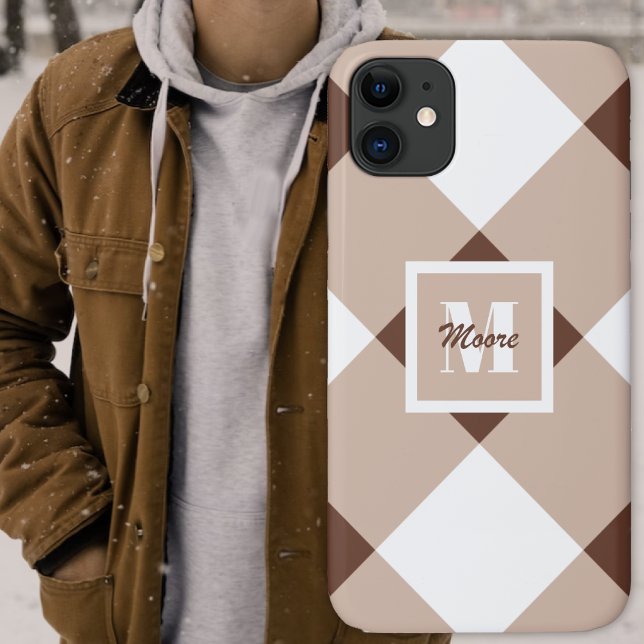 Gingham - Dark and Light Brown Phone Case (Gingham - Dark and Light Brown Phone Case by Leapfroglisics Shop)