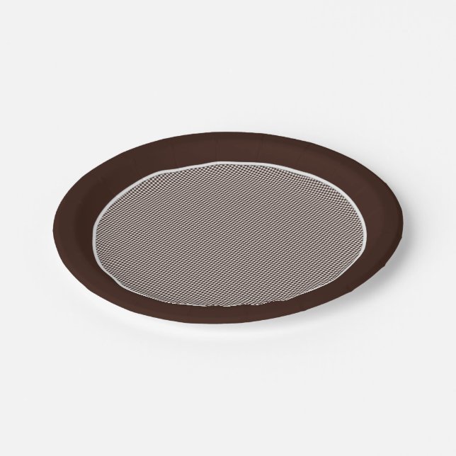 Gingham-Dark Brown-Paper Plates (Angled)