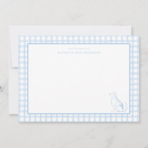 Gingham Dog Baby Boy Nursery of Stationery Thank You Card