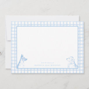 Gingham Dog Baby Boy Nursery of Stationery Thank You Card
