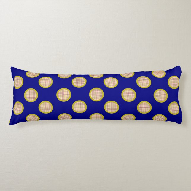 Gingham Dots, Blue Body Pillow (Front)