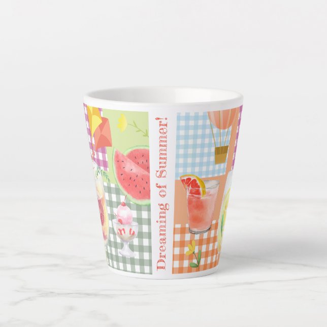 Gingham Dreaming of Summer Latte Latte Mug (Front)