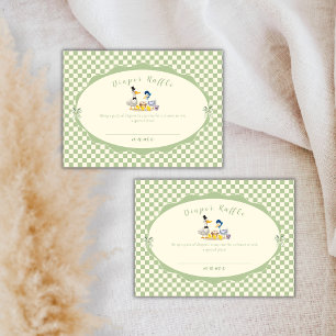 Gingham Duck Family Duck Diaper Raffle Baby Shower Enclosure Card