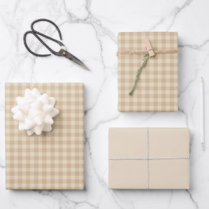 Gingham Elegant Cream Wrapping Paper Sheets