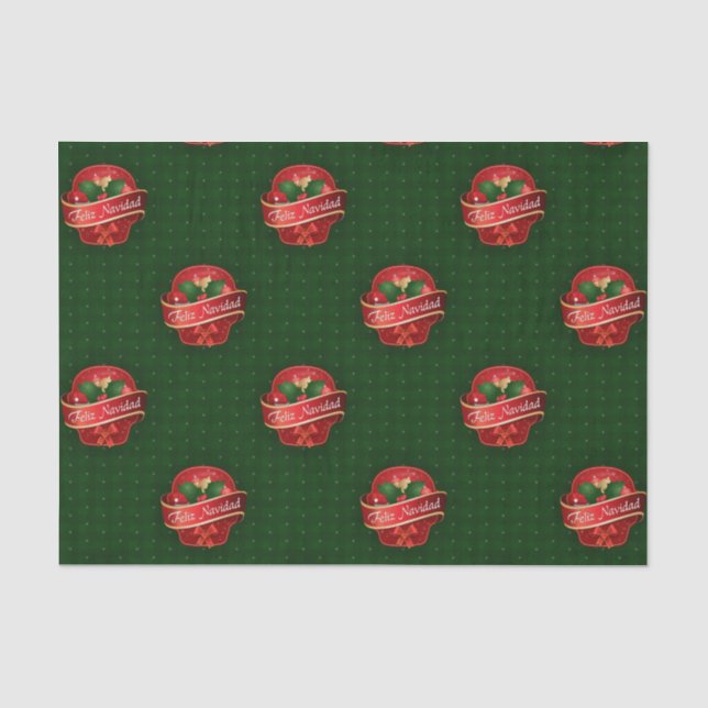 Gingham Feliz Navidad Tissue Paper (Front)