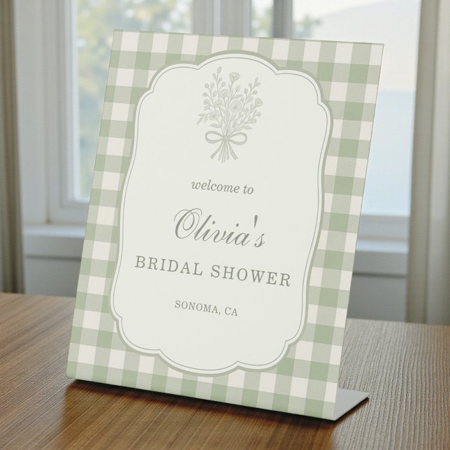 Gingham Floral Bow Bridal Shower Welcome Sign (Creator Uploaded)