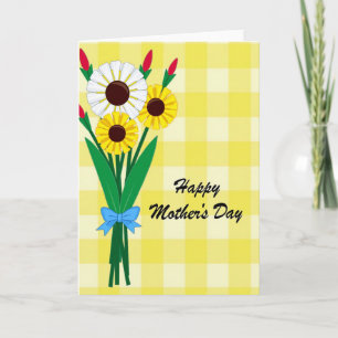 Gingham Floral Mothers Day Card