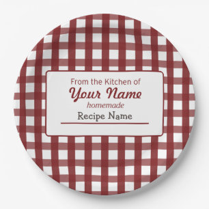 Gingham Food Label Paper Plate