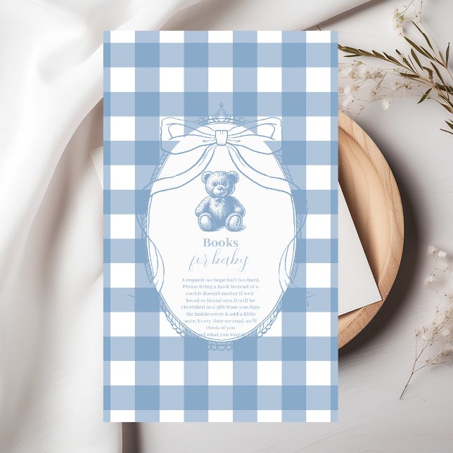 Gingham French Teddy Bear  Books for Baby Enclosure Card (Creator Uploaded)