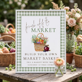 Gingham Fresh off Market Basket Sign Bridal Shower