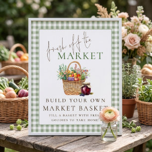 Gingham Fresh off Market Basket Sign Bridal Shower