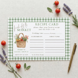 Gingham Fresh Off Market Bridal Shower Recipe Card