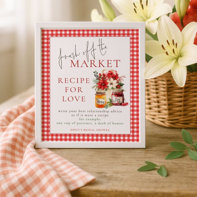 Gingham Fresh off Market Recipe Love Bridal Shower Poster (Creator Uploaded)