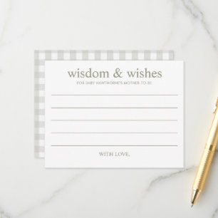 Gingham Gender Neutral Bow Wishes for Baby Shower Advice Card