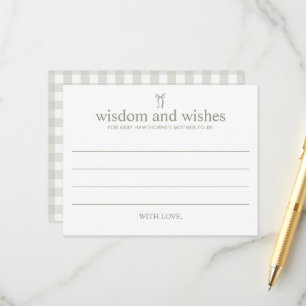 Gingham Gender Neutral Bow Wishes for Baby Shower Advice Card