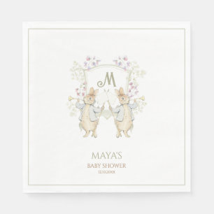 Gingham Gender Peter the Rabbit Twins Baby Shower Napkin