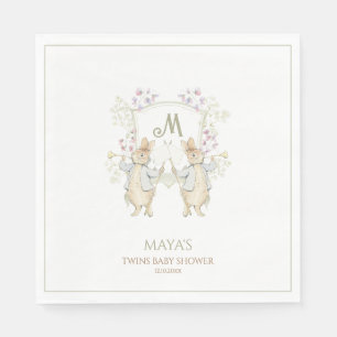 Gingham Gender Peter the Rabbit Twins Baby Shower Napkin