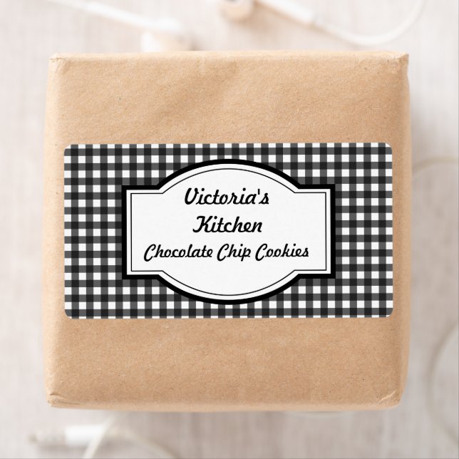 Gingham Gift Tags Personalised Kitchen Labels (Insitu)