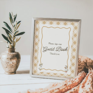 Gingham Goose Baby Shower Guest Book Sign