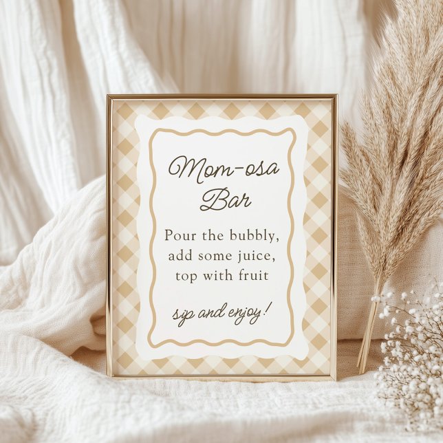 Gingham Goose Baby Shower Mimosa Bar Sign (Gingham Goose Baby shower sign momosa bar)