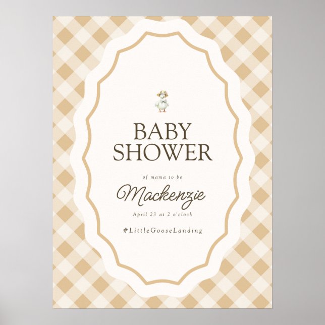 Gingham Goose Baby Shower Welcome Sign Poster (Front)