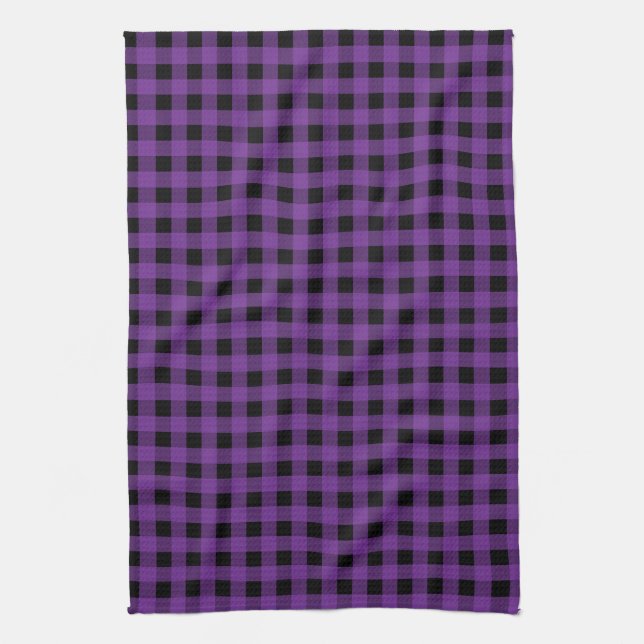 Gingham Grape and Black Tea Towel (Vertical)