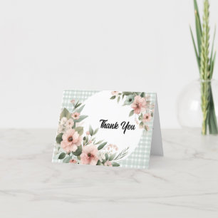 gingham green boho bride weddings Bridal Shower Thank You Card