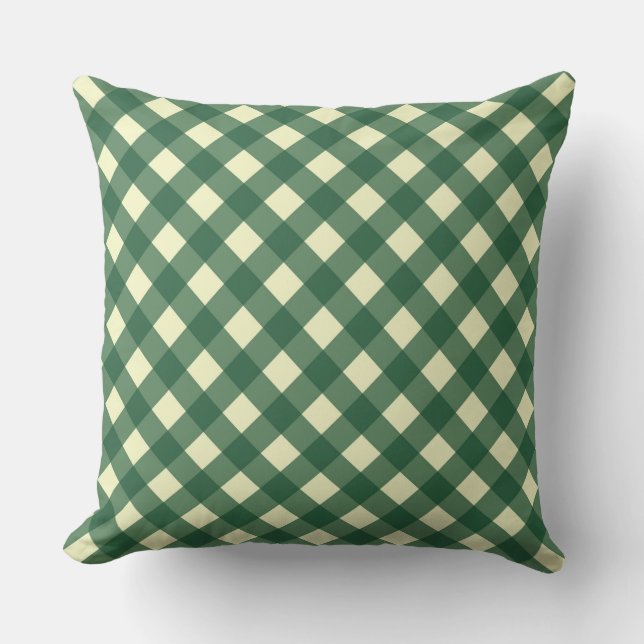 GINGHAM - GREEN & CREAM CUSHION (Front)