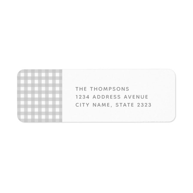 Gingham Grey White Check Pattern Return Address Label (Front)