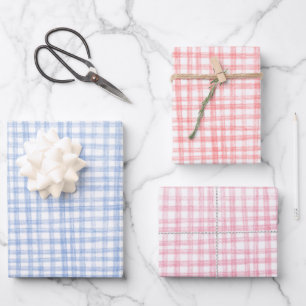 Gingham Hand-Drawn Modern Cute Christmas Preppy Wrapping Paper Sheet