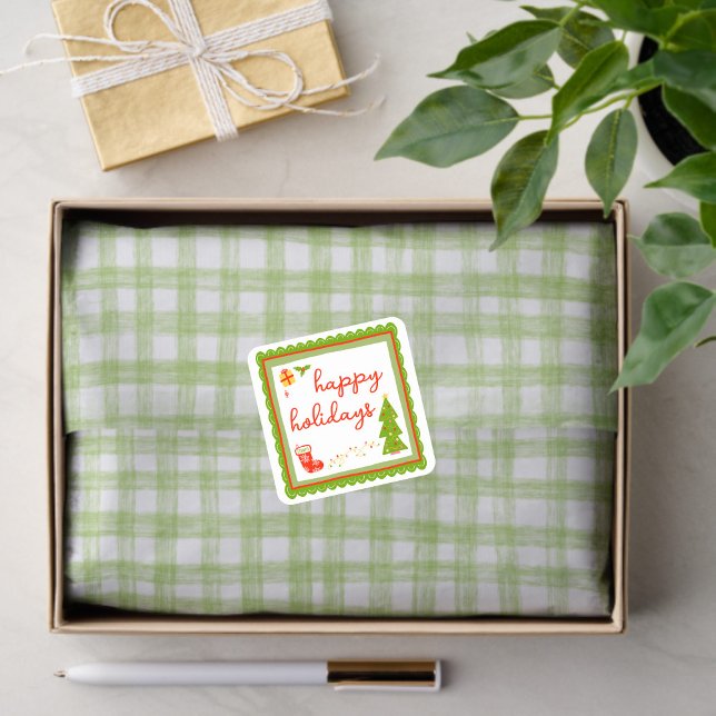 Gingham Hand-Drawn Modern Cute Green White Preppy Tissue Paper (Gingham Hand-Drawn Modern Cute Green White Preppy Tissue Paper
)