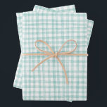 Gingham Hand-Drawn Modern Cute Green White Preppy Wrapping Paper Sheet<br><div class="desc">Perfect cute custom gift wrap for a fun party! Hand made art for you! Perfect for a summery brunch or picnic themed bridal shower, bachelorette party, engagement party, holidays or birthday. FULLY CUSTOMIZABLE! Click "edit using design tool" to adjust the fonts, colours and placements. THANK YOU FOR SUPPORTING INDEPENDENT ARTISTS!...</div>