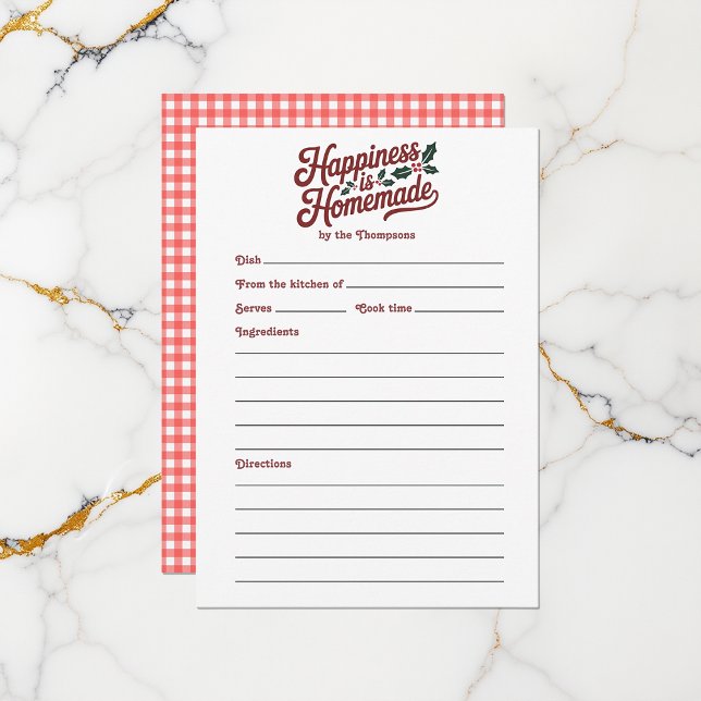 Gingham Happiness is Homemade Holiday Recipe Card (Gingham Happiness is Homemade Holiday Recipe Card)