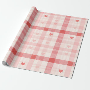 Gingham Hearts • Classic Sweet Valentine Seamless  Wrapping Paper