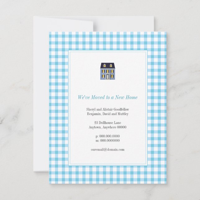 Gingham Home Moving Announcement (Front)
