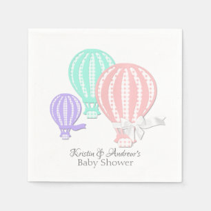 Gingham Hot Air Balloon Adventure Baby Shower Napkin