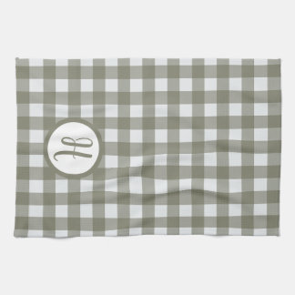 Gingham Initial Monogram Sage Green Checks Tea Towel