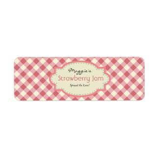 Gingham Jam Jar Labels, Customise Return Address Label