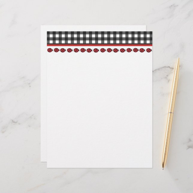 Gingham Ladybug Letterhead (Front/Back In Situ)