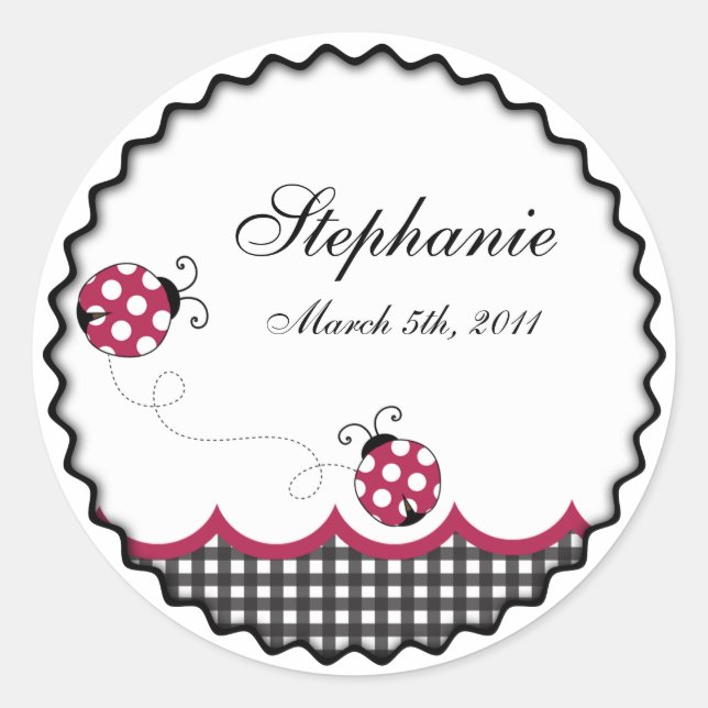 Gingham Ladybug Sticker (Front)