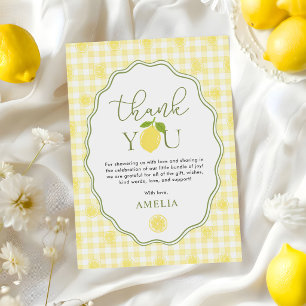 Gingham Lemon Citrus Themed Baby Shower Thank You Card