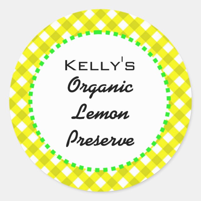 Gingham lemon preserves label (Front)