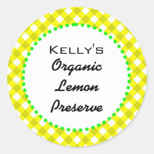 Gingham lemon preserves label