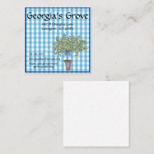 Gingham Lemons Lemon Tree  Square Business Card