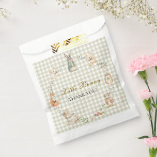 Gingham Little Bunny Woodland Animals Baby Shower Favour Bag